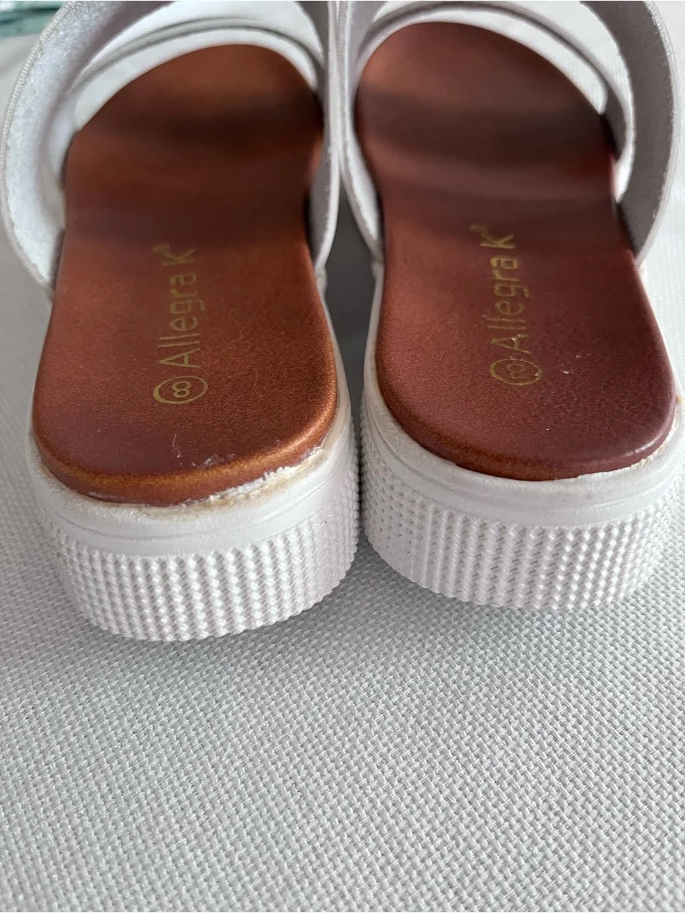 Allegra K Metallic Silver Double-Strap Slides Size 8